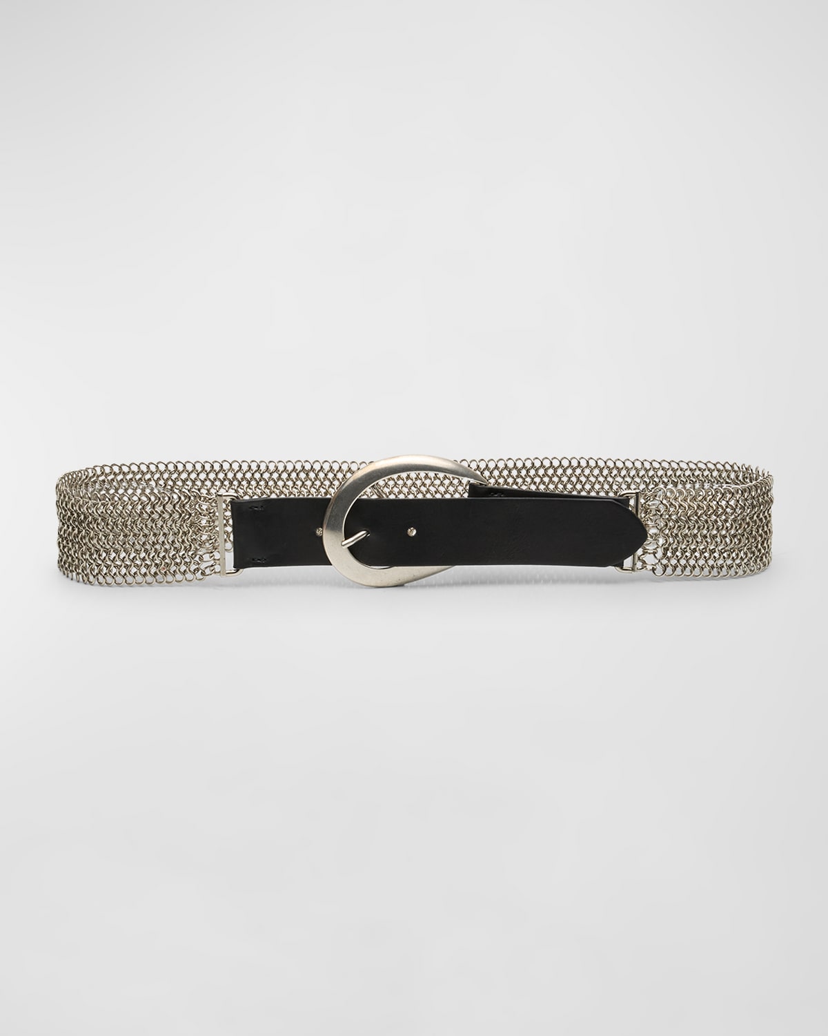 Streets Ahead Silver-tone Chain Leather Belt In Black