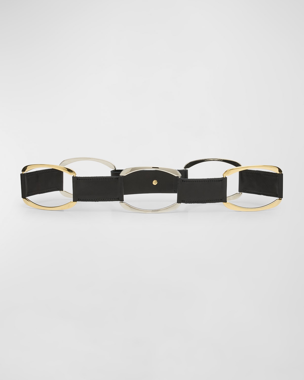 Streets Ahead Mixed-metal Statement Leather Belt In Black