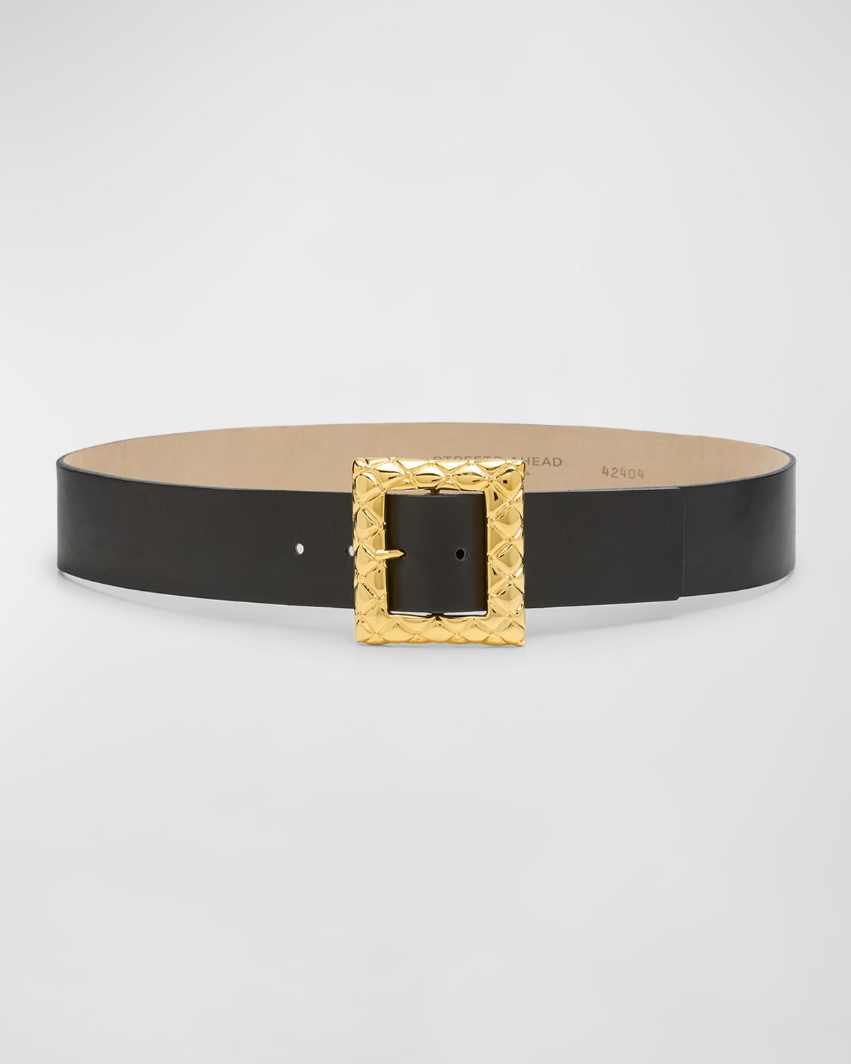 Geometric Buckled Smooth Leather Belt