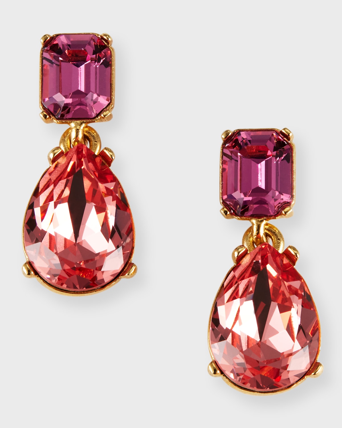Oscar De La Renta Crystal Drop Earrings In Pink