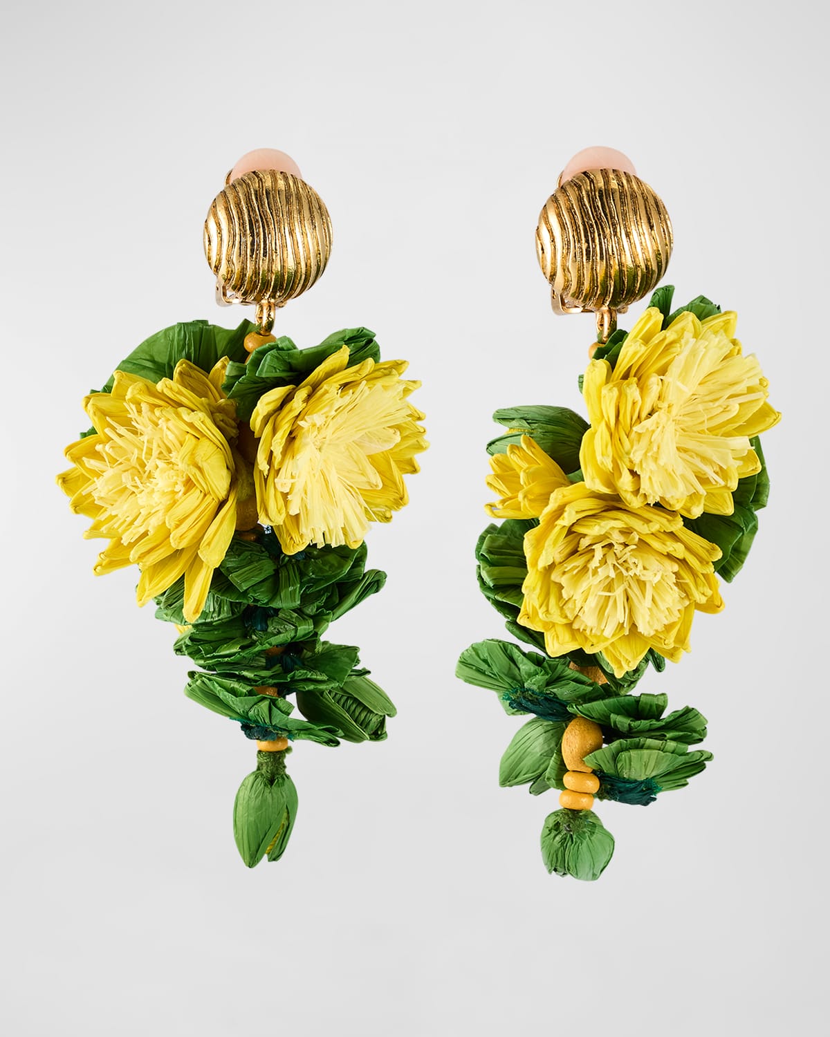 Oscar De La Renta Floral Cascade Earrings In Yellow