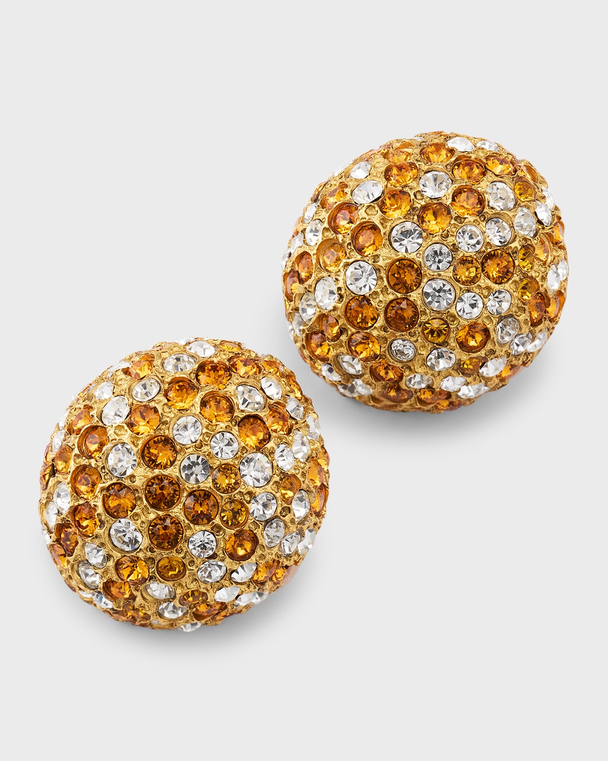 Oscar De La Renta Crystal Button Earrings In Gold