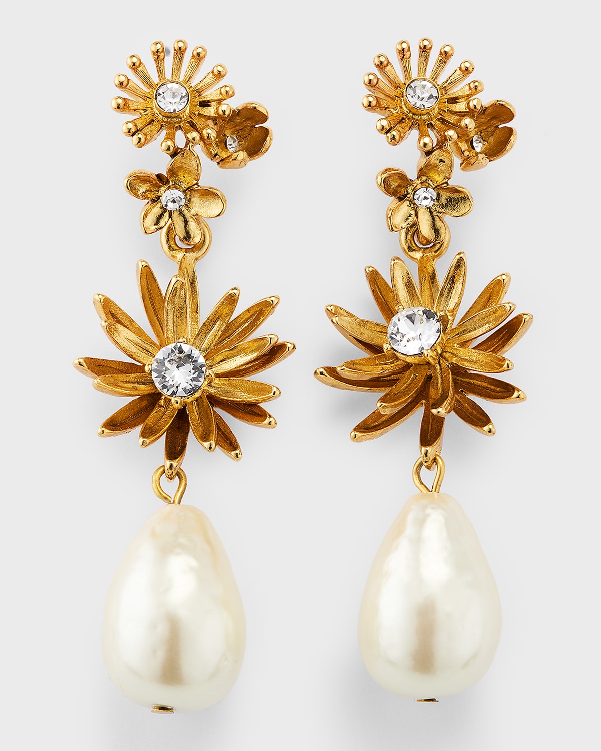 Oscar De La Renta Floral Bloom Earrings In Gold