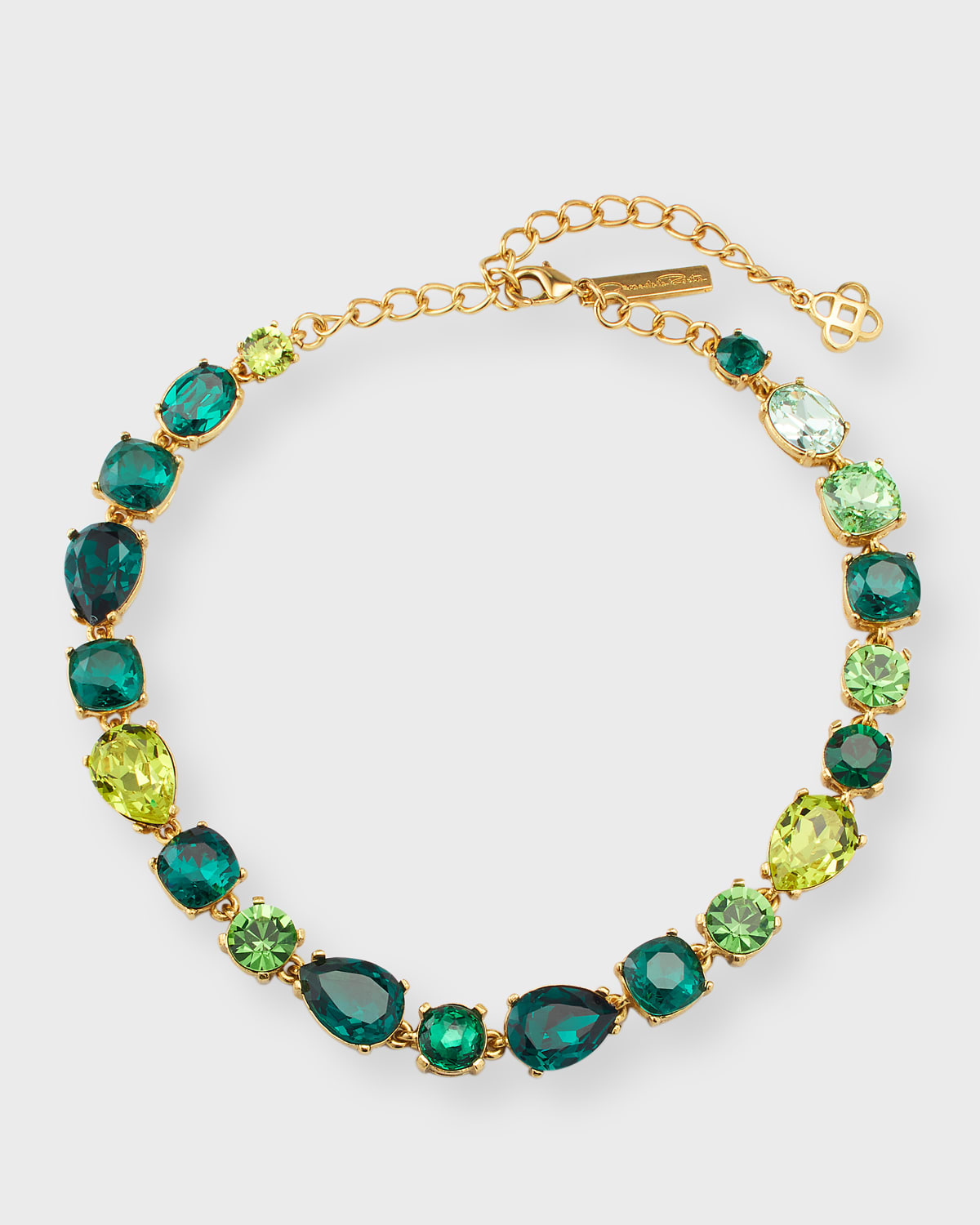 Oscar De La Renta Crystal Gallery Necklace In Green Multi