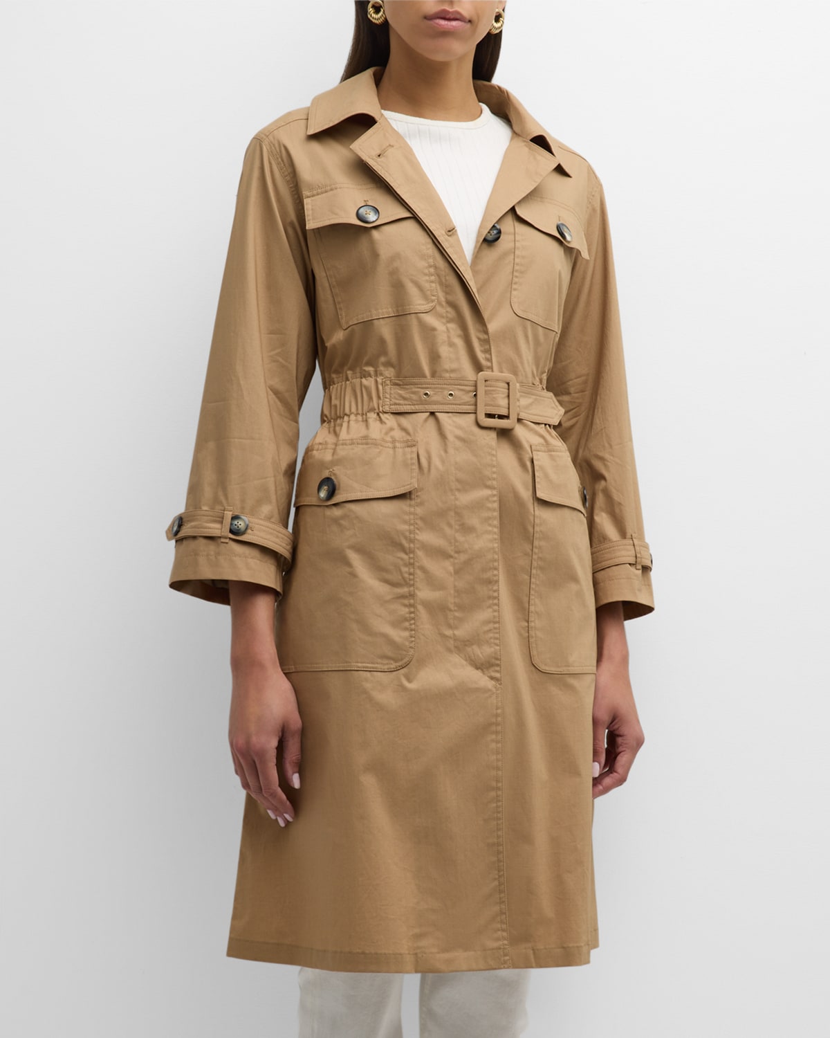 Herno Cotton Stretch Patch Pocket Trench Coat In Sabbia