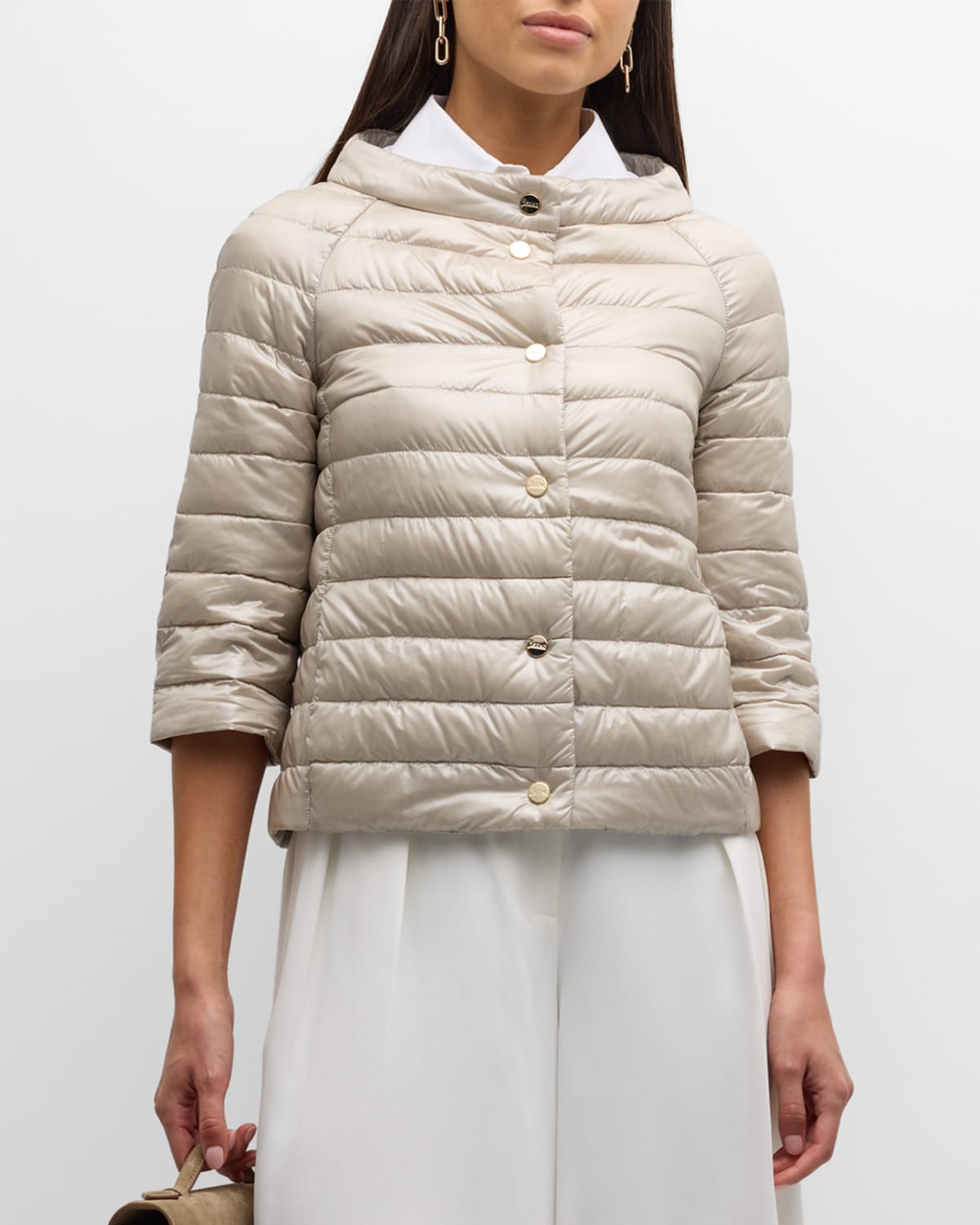 Shop Herno Reversible Nylon Ultralight Puffer Cape In 1994 Beige