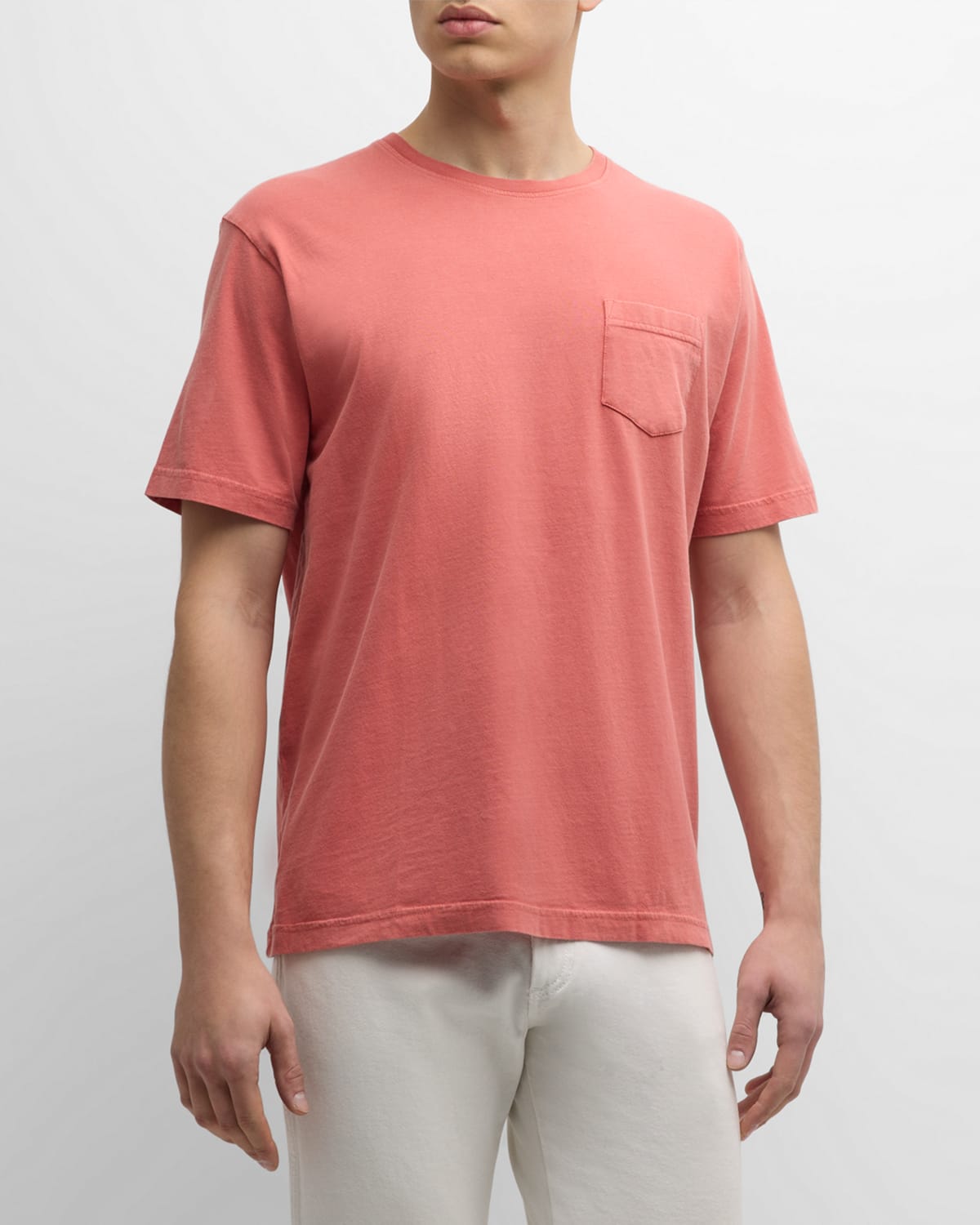 Shop Peter Millar Men's Lava Wash Pocket T-shirt In Clay Rose