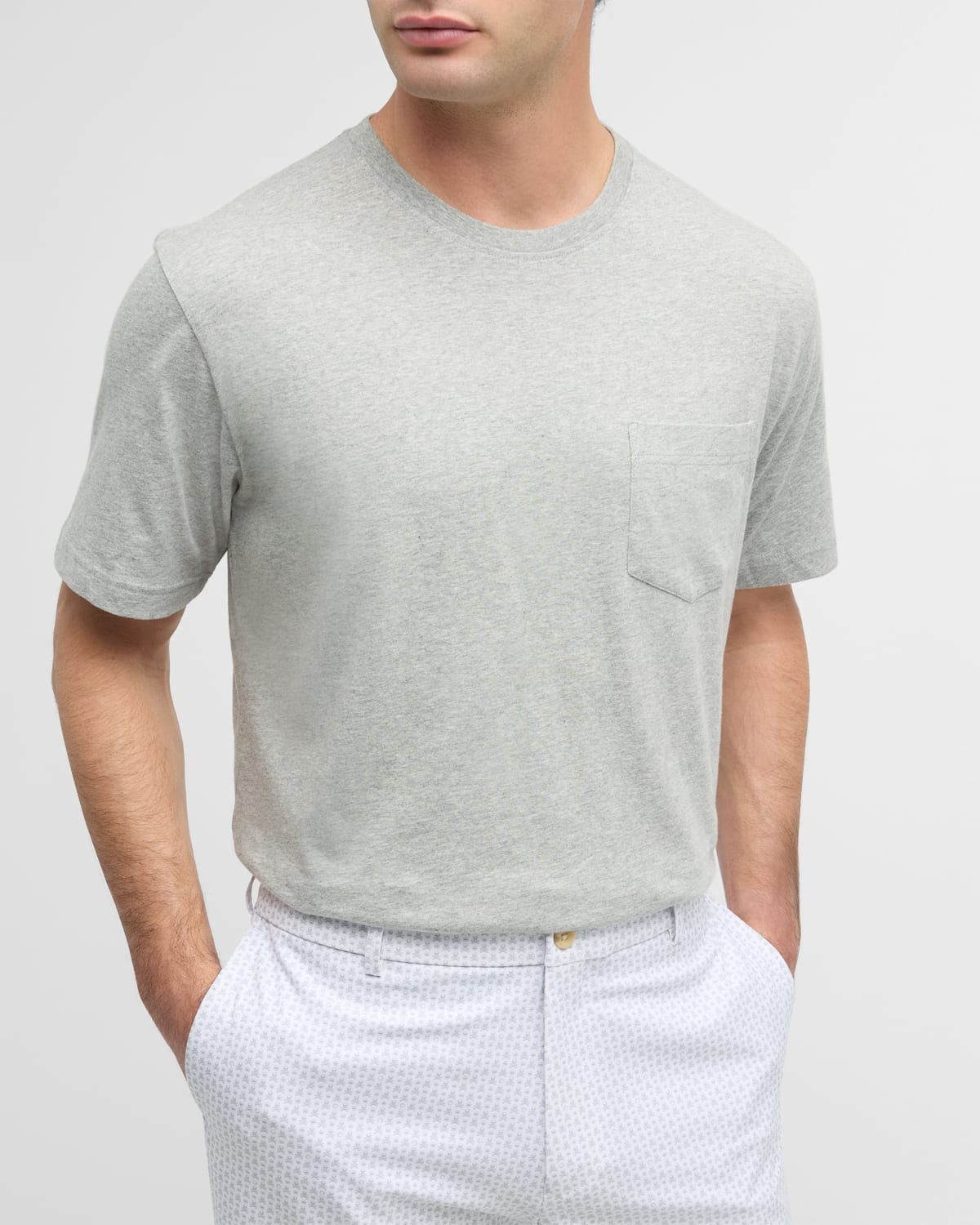 Shop Peter Millar Men's Lava Wash Pocket Crewneck T-shirt In Coast Grey