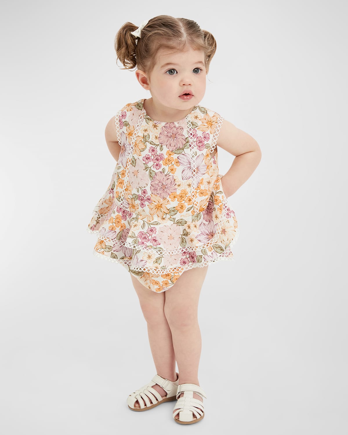 Girl's Ambrosia Floral Top and Shorts Set, Size 6M-3T