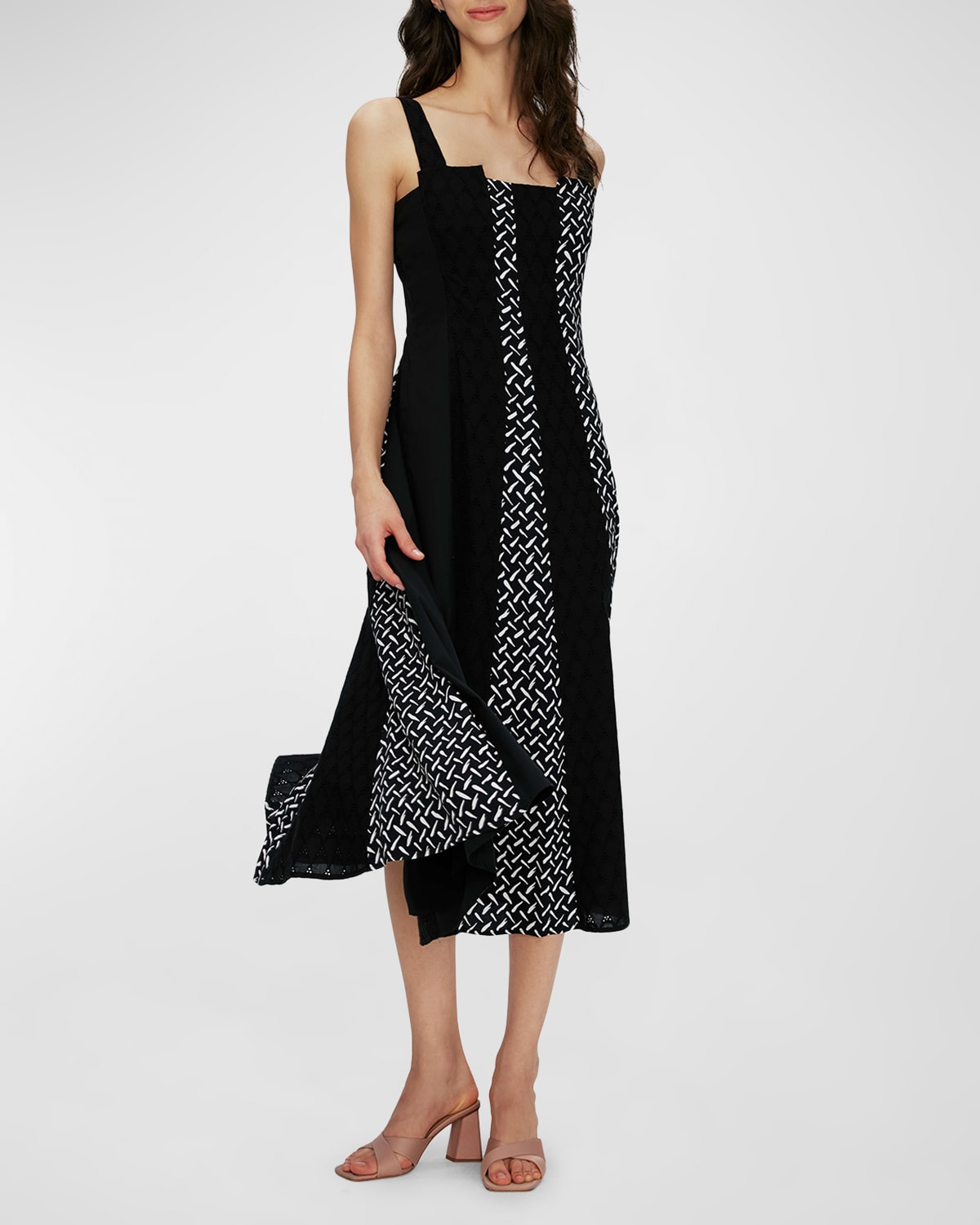 Shop Diane Von Furstenberg Otto Geometric-print Square-neck Midi Dress In Tigris/blk