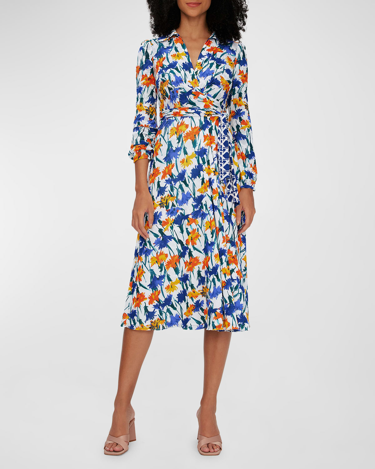 DIANE VON FURSTENBERG PHOENIX REVERSIBLE A-LINE MIDI WRAP DRESS