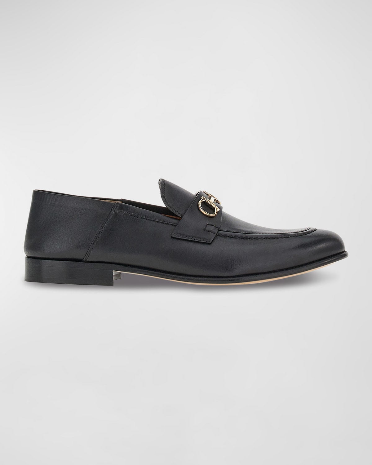 Shop Ferragamo Ottone Leather Slide Bit Loafers In Black