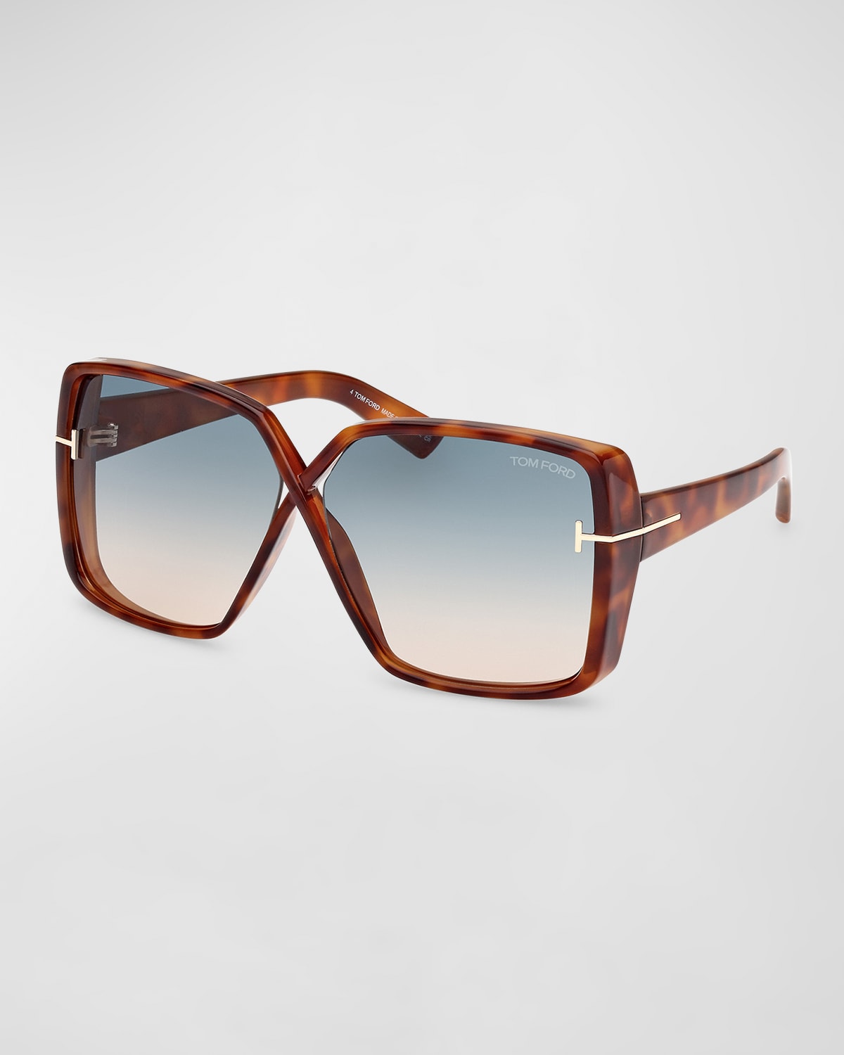 Tom Ford Yvonne Acetate Butterfly Sunglasses In Shiny Havana