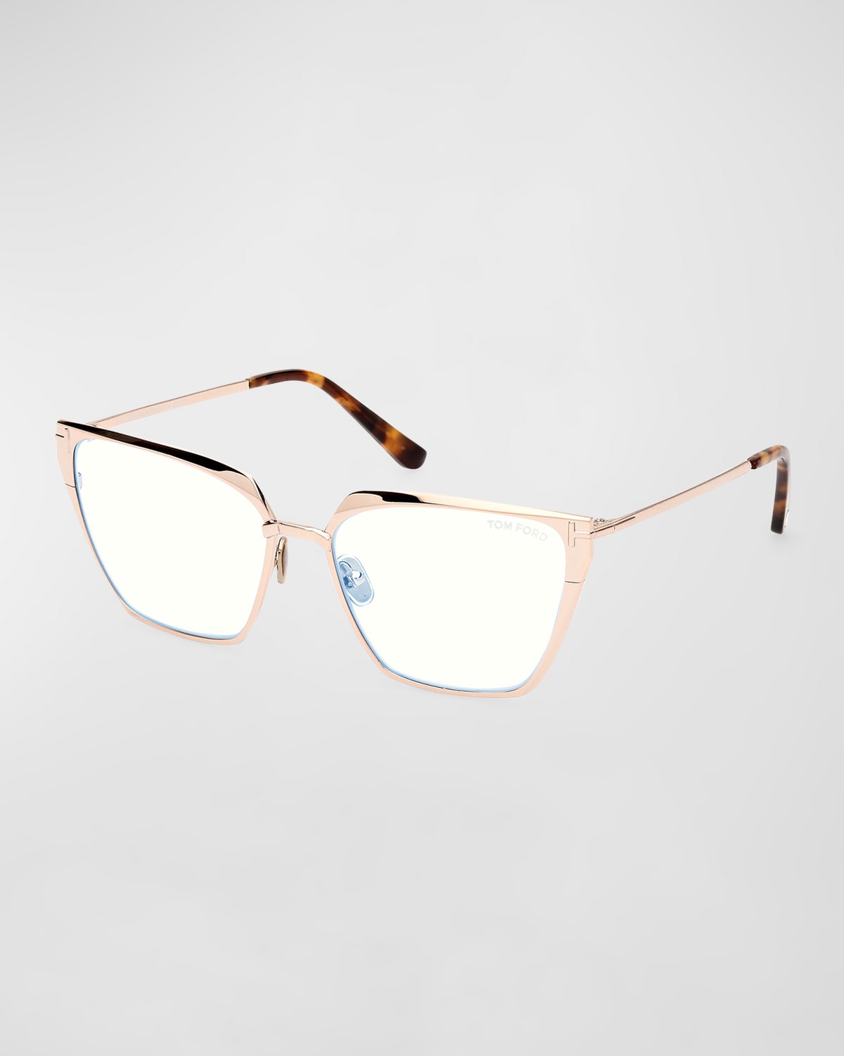 Tom Ford Blue Blocking Metal Cat-eye Glasses In Brown