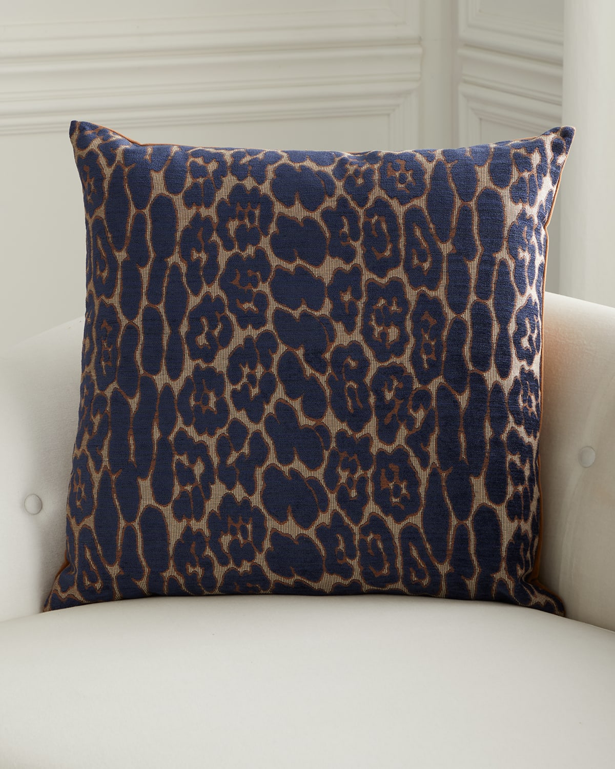 D.v. Kap Home Ellina Blue Leopard-pattern Pillow, 24" Square