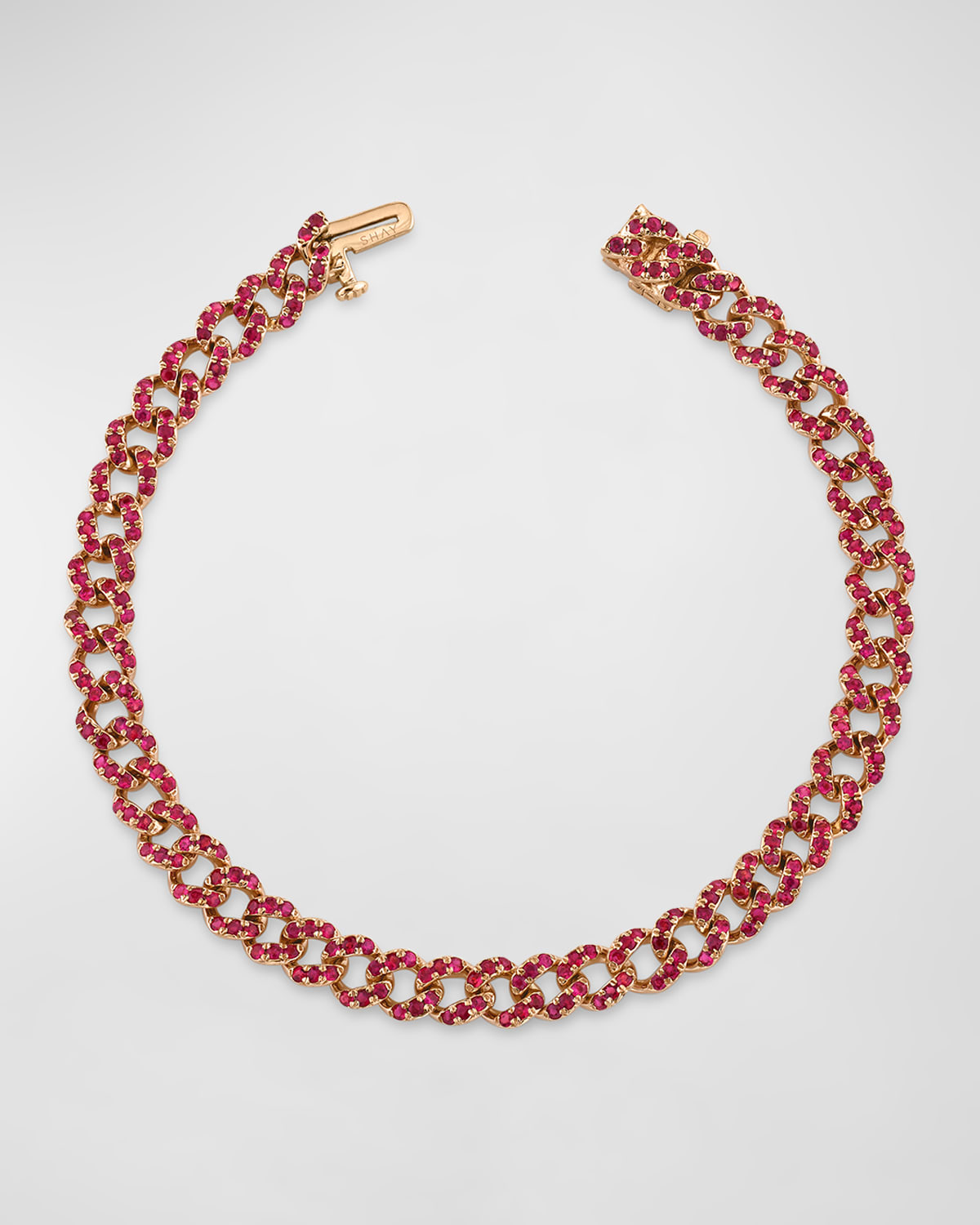 18K Rose Gold Ruby Mini Link Bracelet