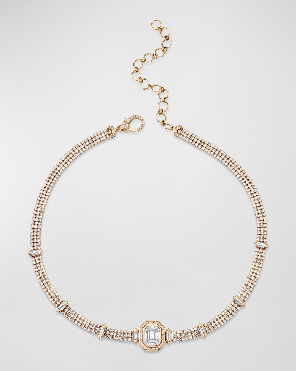 18K Rose Gold Triple Threads Illusion Diamond Necklace