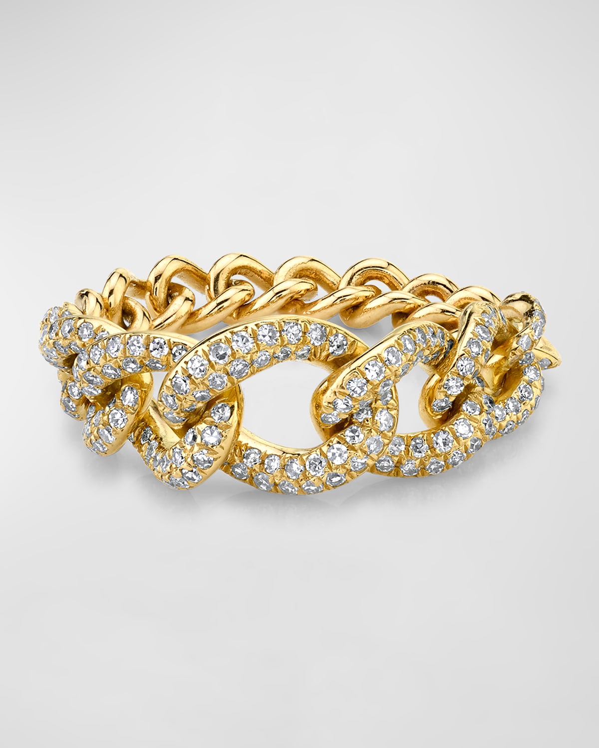 18K Yellow Gold Gradual Pave Diamond Link Ring