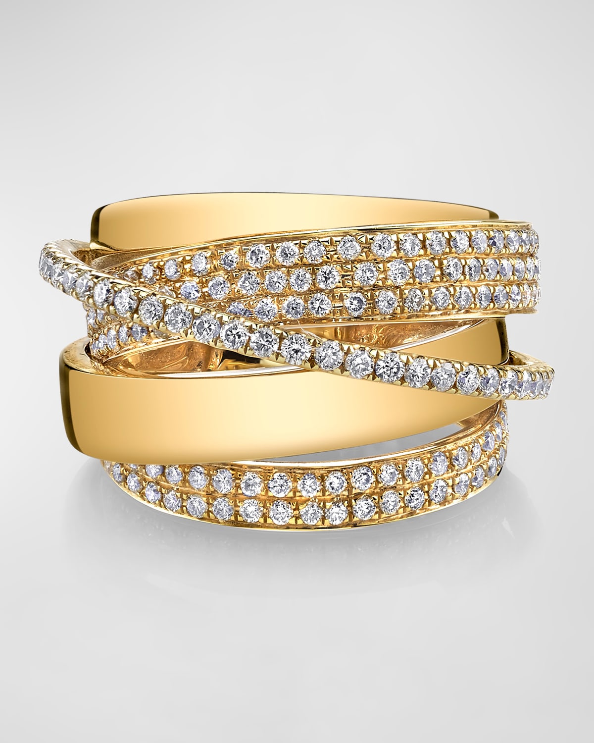 18K Yellow Gold Pave Diamond Orbit Ring