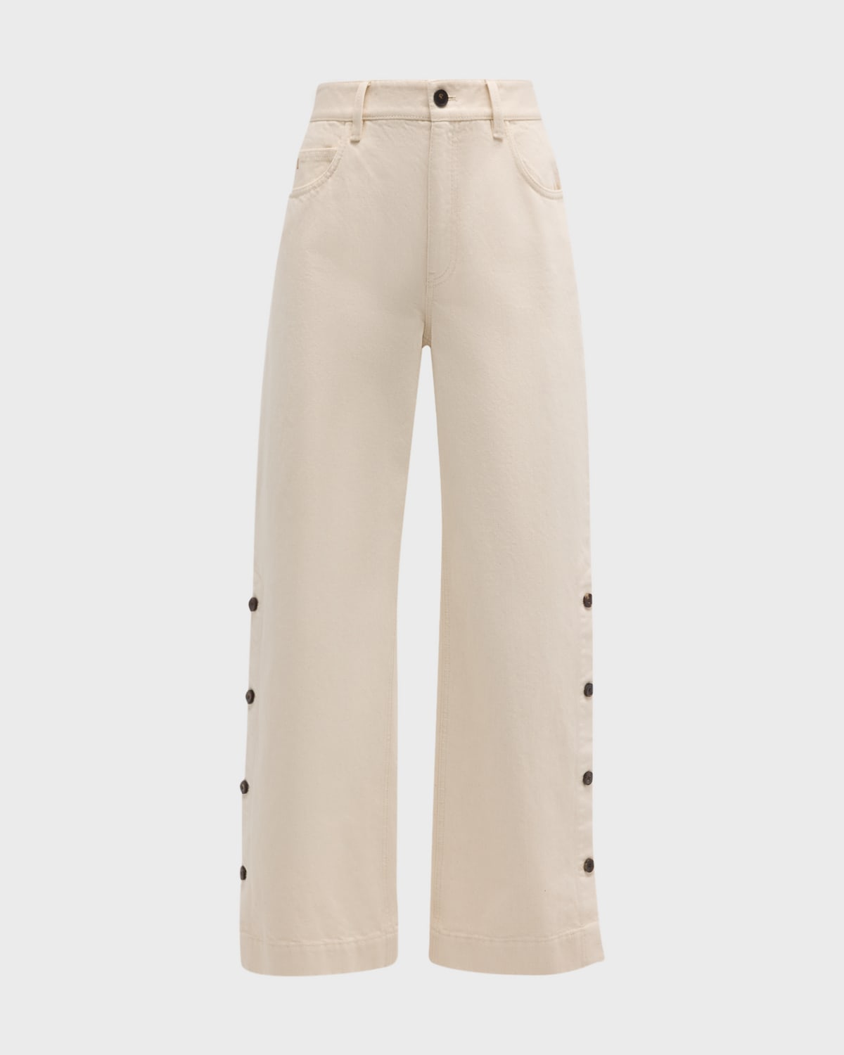 Lafayette 148 Wyckoff High-rise Straight-leg Denim Jeans In Washed Ecru
