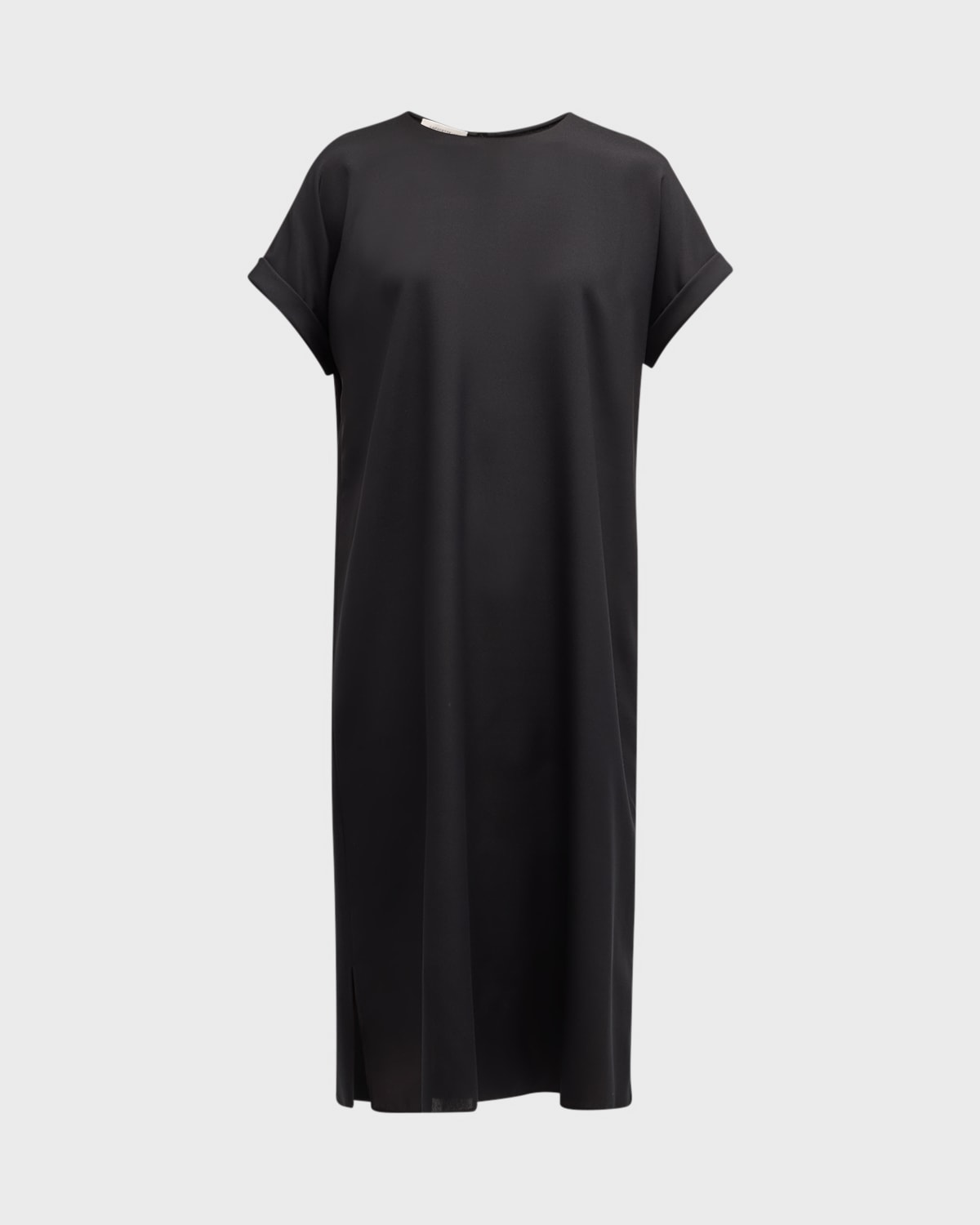 Shop Lafayette 148 Side-slit Stretch Georgette Midi T-shirt Dress In Black