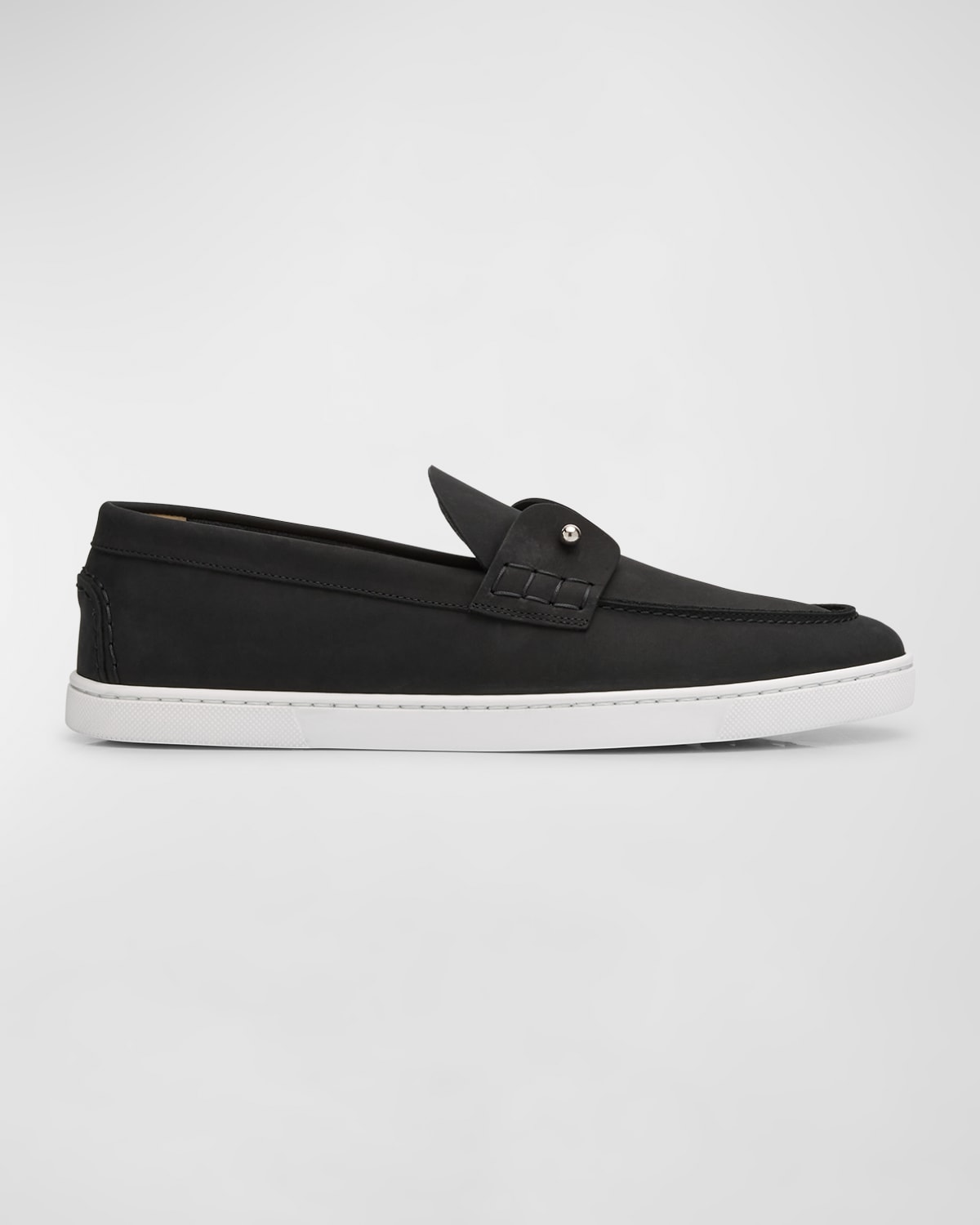 Shop Christian Louboutin Men's Chambeliboat Suede Boat Shoes In Black