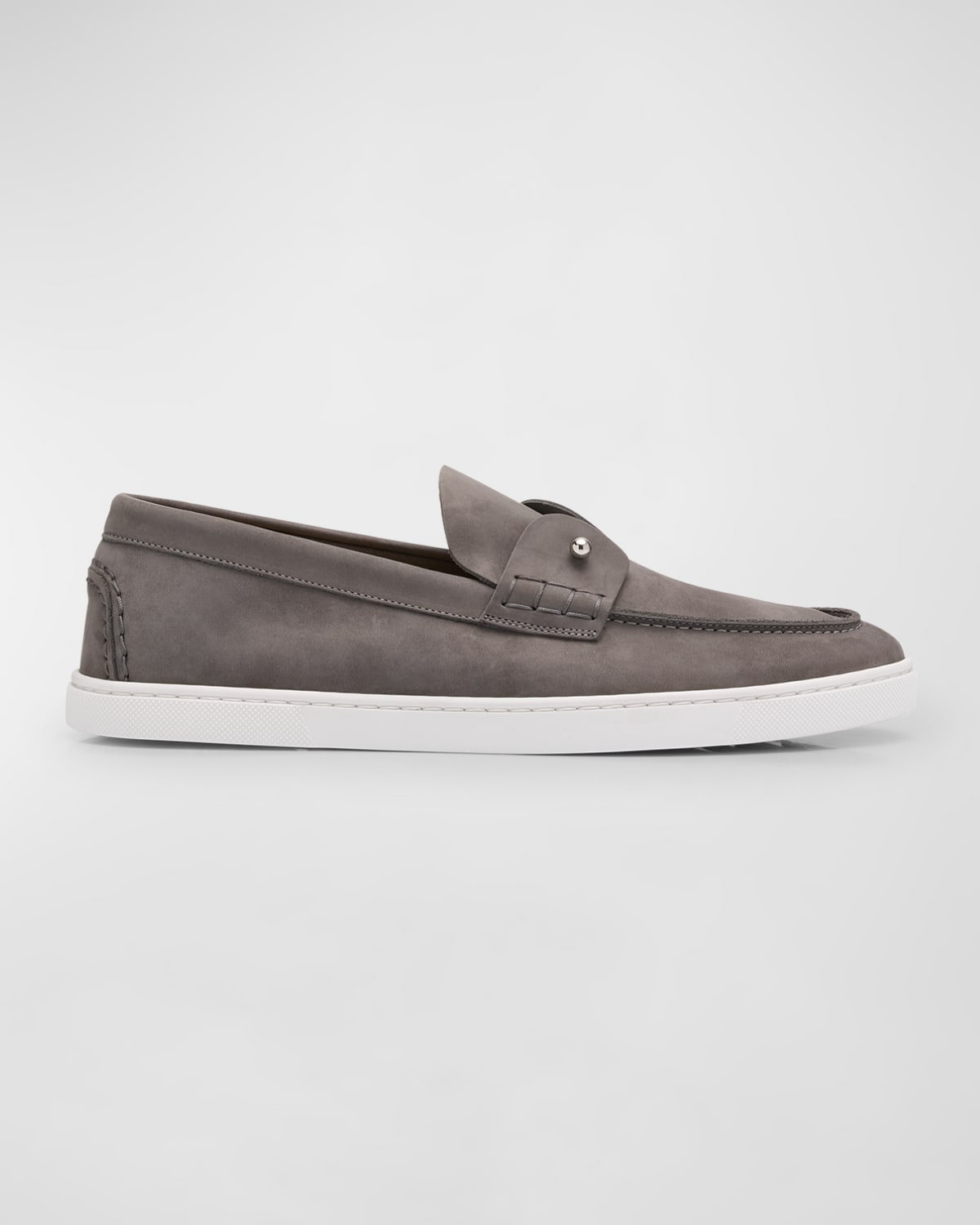 Christian Louboutin Men's Chambeliboat Nubuck Boat Shoes In Smoky