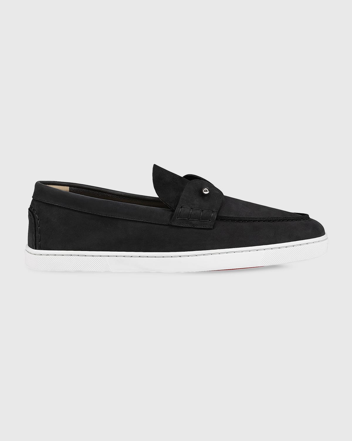 Christian Louboutin Men's Chambeliboat Nubuck Boat Shoes In Black