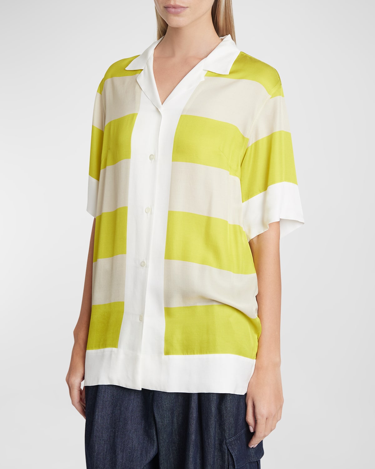 Shop Dries Van Noten Clive Oversize Striped Shirt In Lime