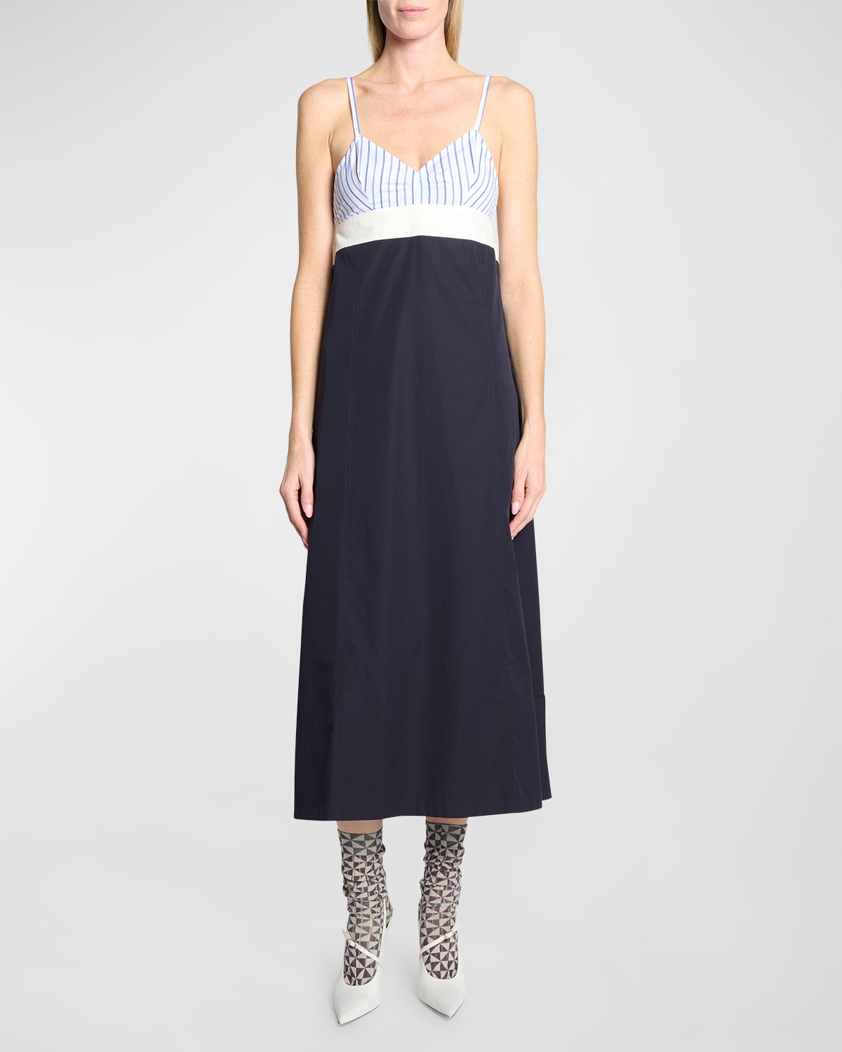 Shop Dries Van Noten Dalina Empire-waist Sleeveless Maxi Dress In Midnight