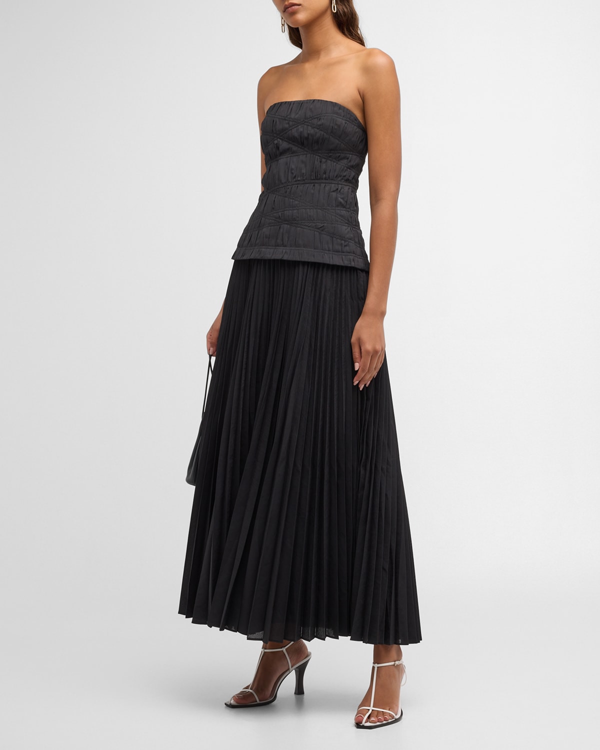 Shop Acler Bristol Strapless Midi Dress In Black