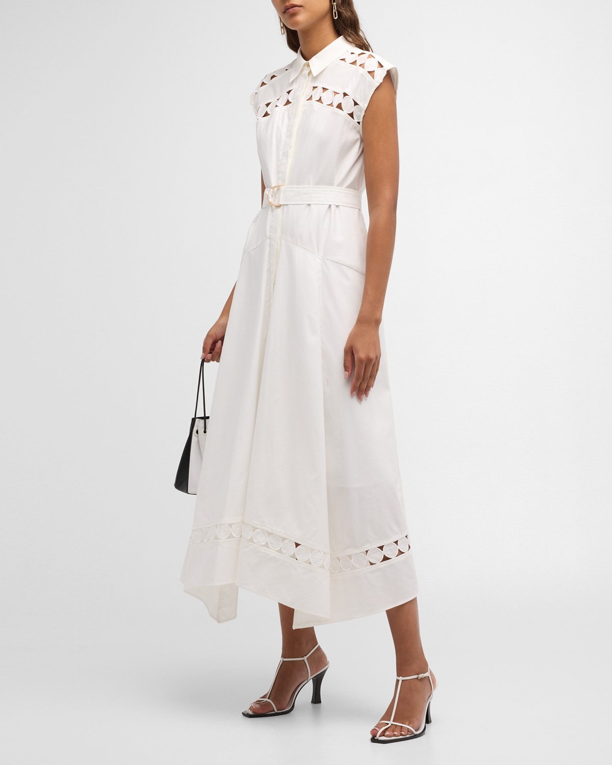 Acler Keeling Belted Midi Dress In Ivory