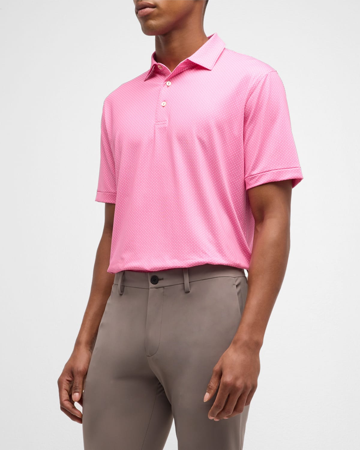 Peter Millar Men's Crown Sport Tesseract Performance Jersey Polo In Pink Ruby