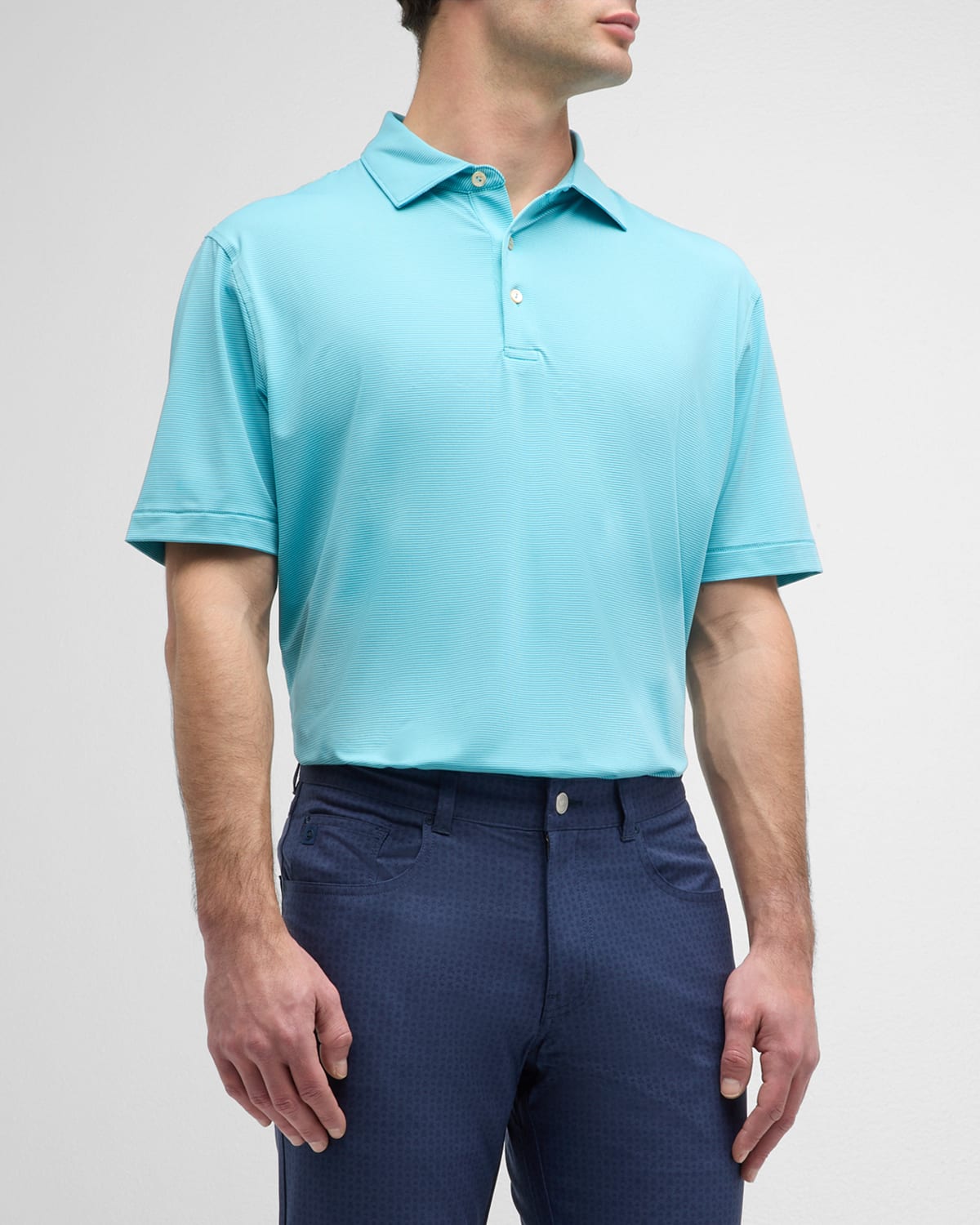 Shop Peter Millar Men's Jubilee Performance Jersey Polo Shirt In Jasper Blue