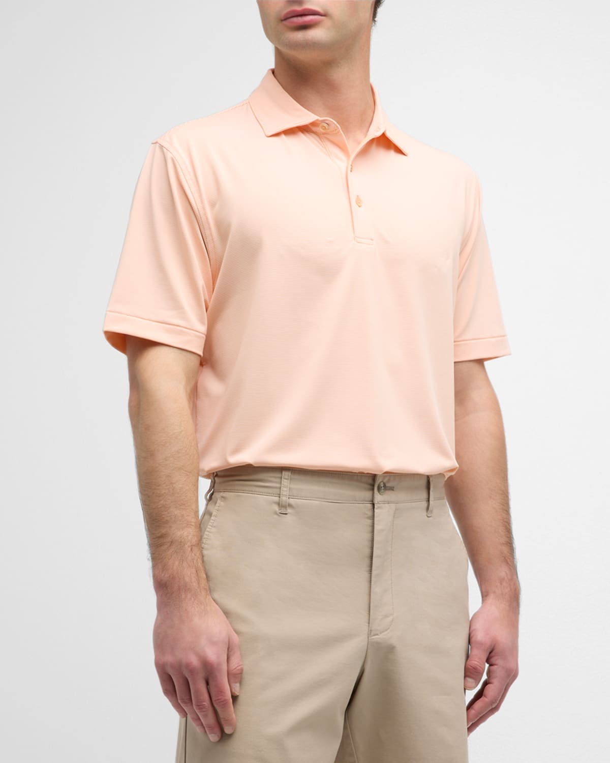 Shop Peter Millar Men's Jubilee Performance Jersey Polo Shirt In Orange Nectarine