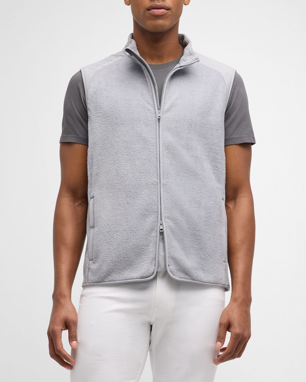Shop Peter Millar Men's Fade Fleece Vest In Gale Grey