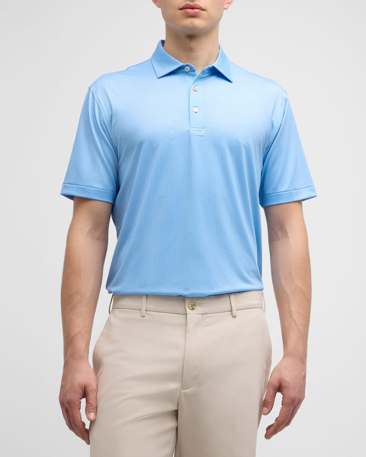 Shop Peter Millar Men's I'll Have It Neat Performance Jersey Polo Shirt In Cottage Blue