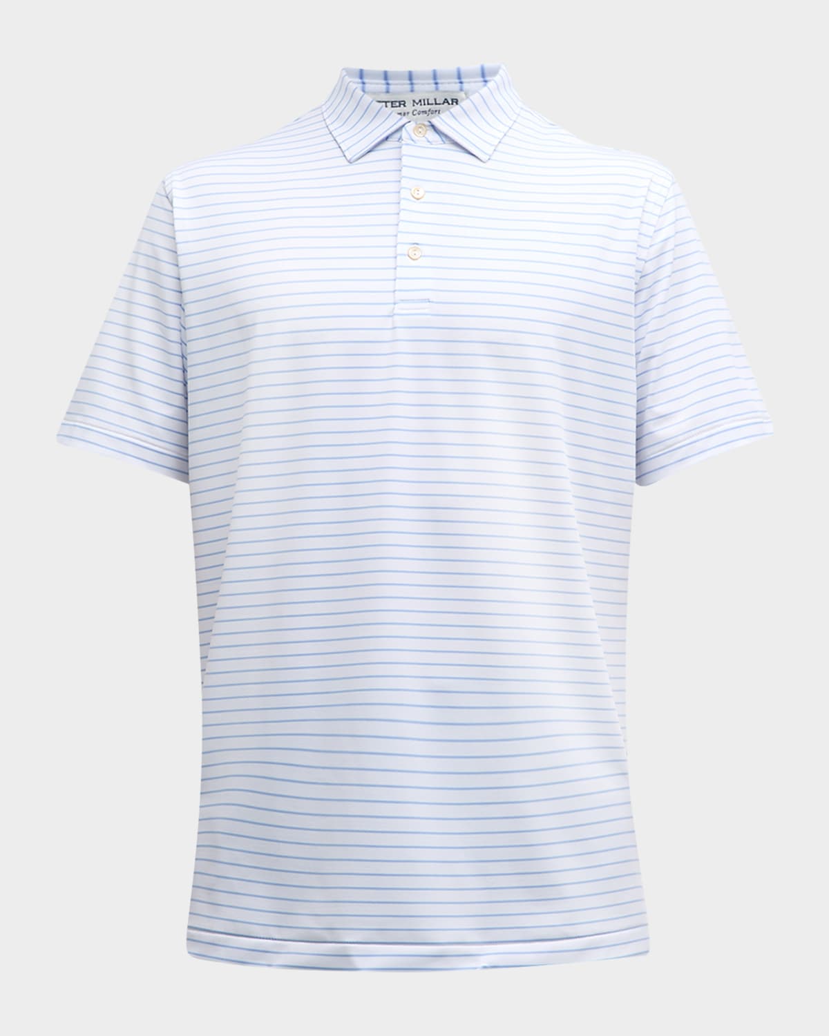 Peter Millar Drum Stripe Performance Jersey Polo In White