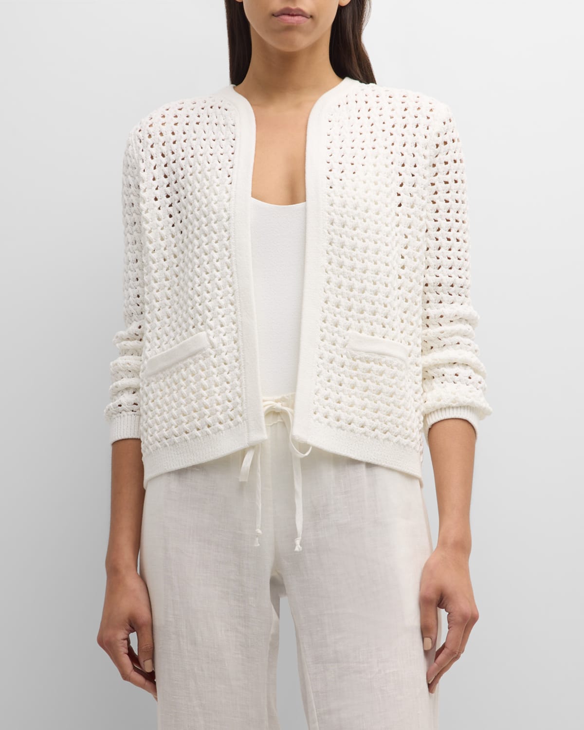 Shop Kobi Halperin Loui Open-front Knit Sweater In White