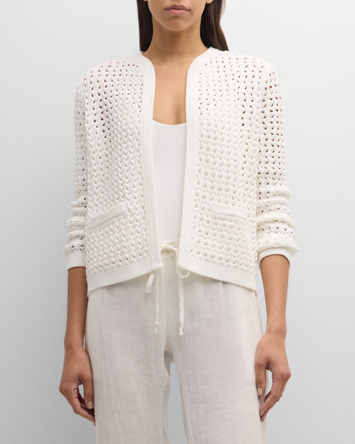 Kobi Halperin Loui Open Stitch Cotton Blend Cardigan In White