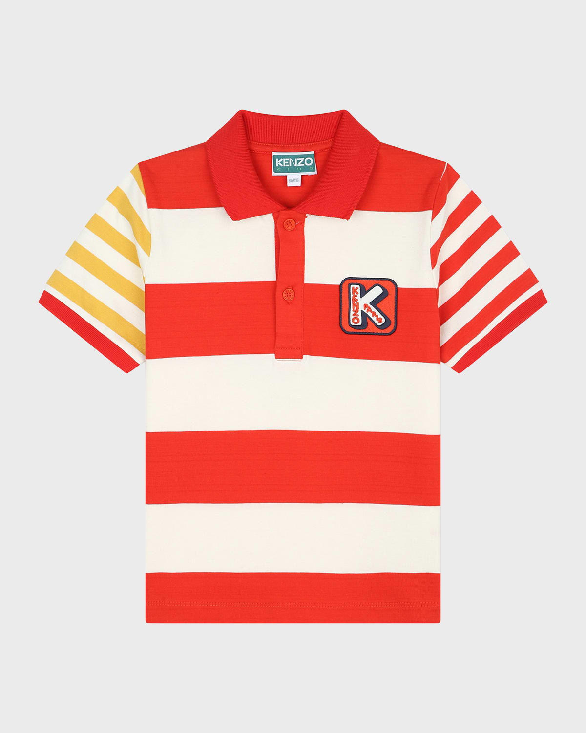 Shop Kenzo Boy's Multi-striped Polo Shirt In Bright Red
