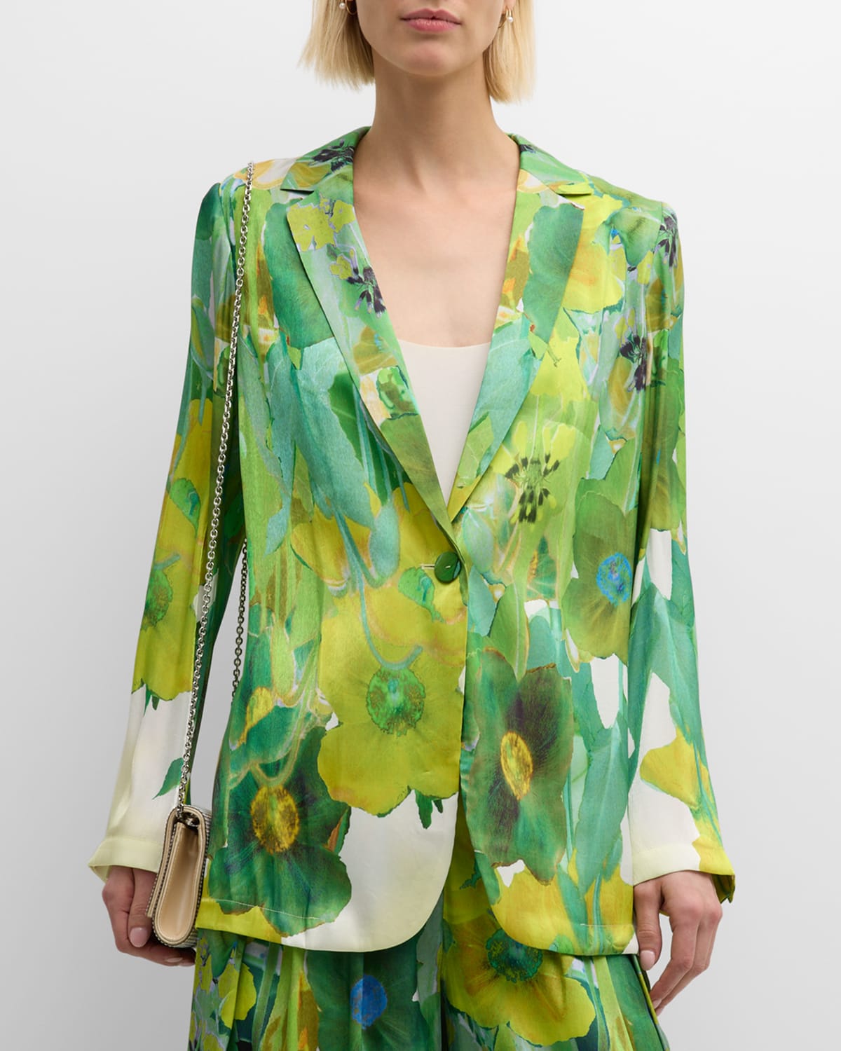 Shop Kobi Halperin Marnie Single-button Floral-print Jacket In Olive Multi