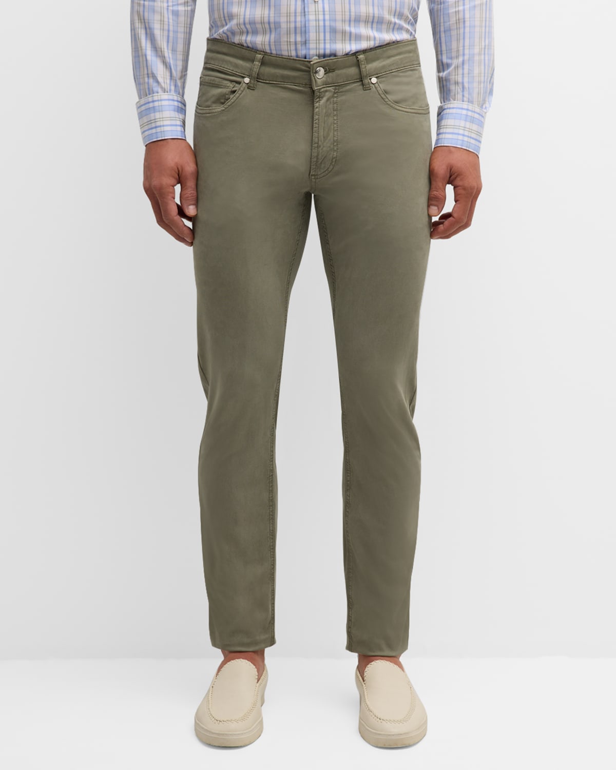Shop Peter Millar Men's Wayfare 5-pocket Trousers In Sage Fog