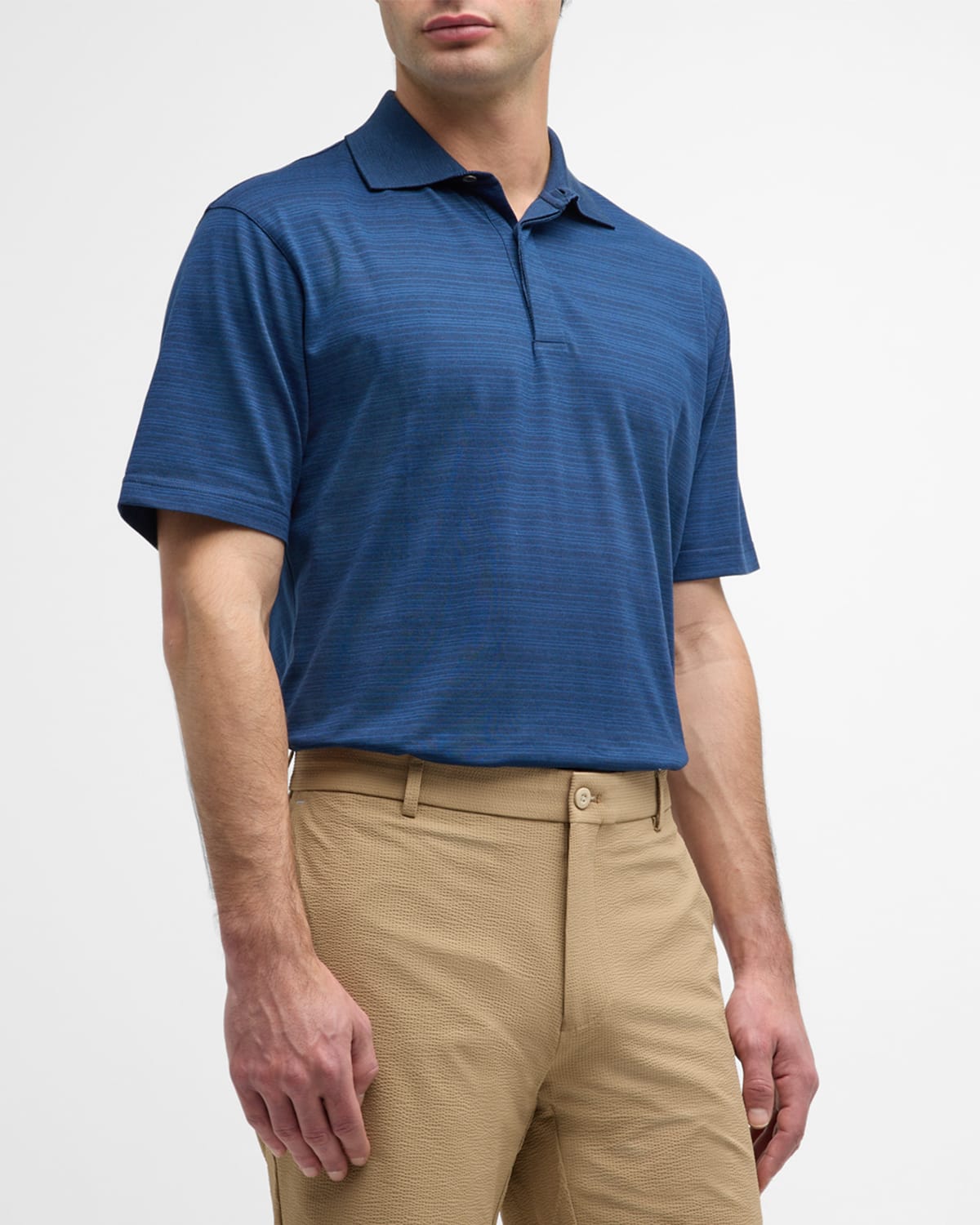 Peter Millar Men's Pembroke Stripe Polo Shirt In Blue Pearl