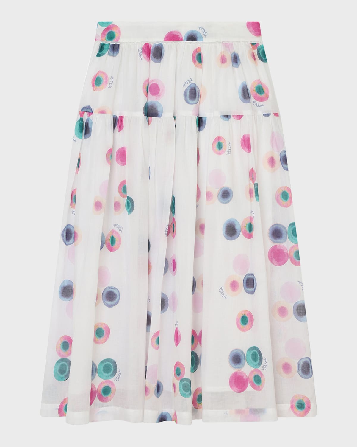 Shop Chloé Girl's Fusion-printed Long Skirt In Multi