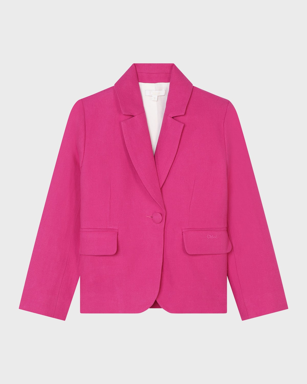 Shop Chloé Girl's Twill Suit Jacket In Pink