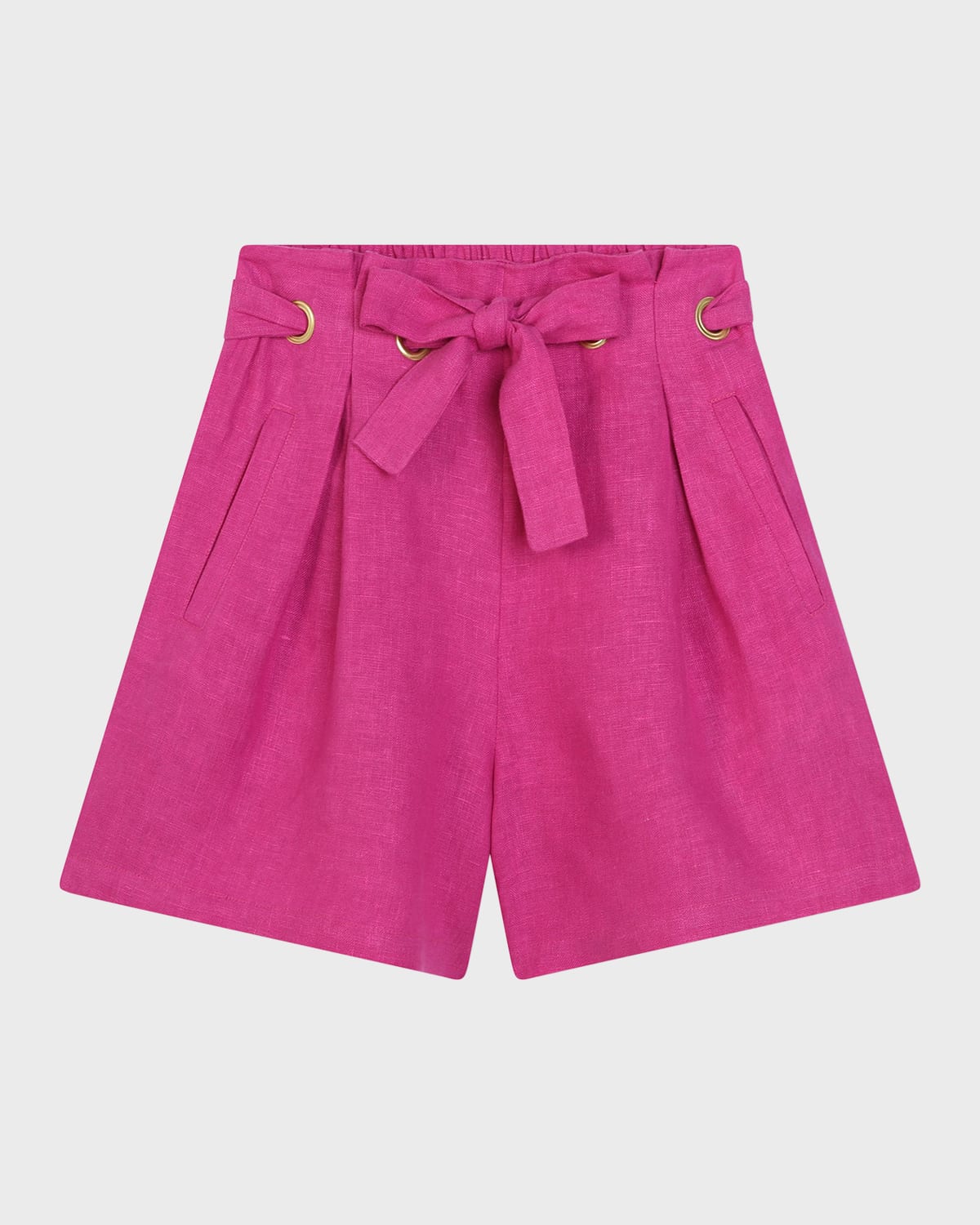 Chloé Tie-fastening Linen Shorts In Pink