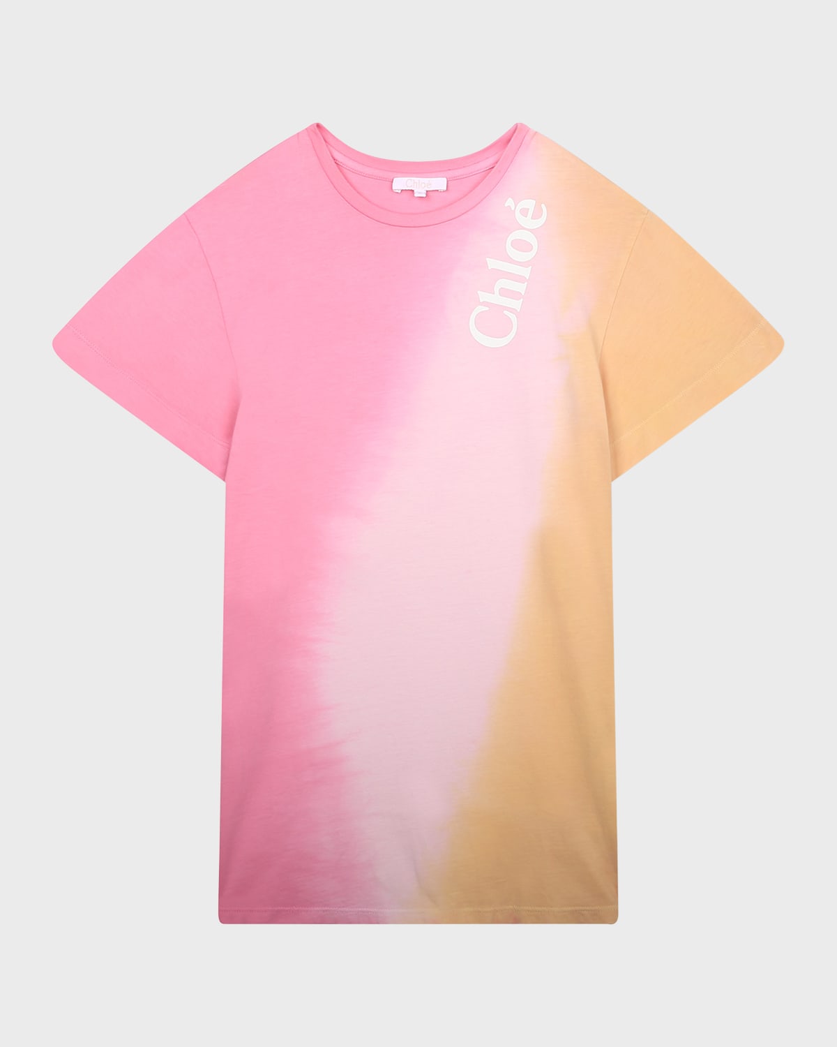 Shop Chloé Girl's Tie-dye Logo-printed Dress In Pink/yellow
