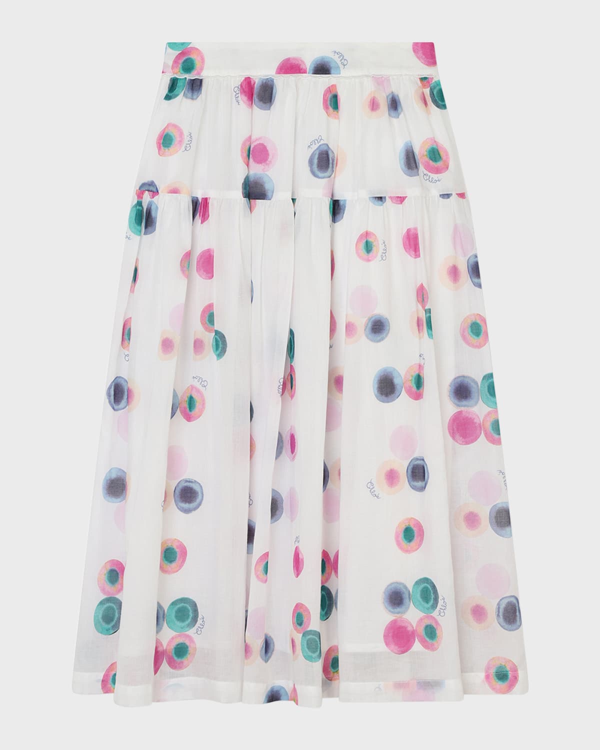 Shop Chloé Girl's Fusion-printed Long Skirt In Multi