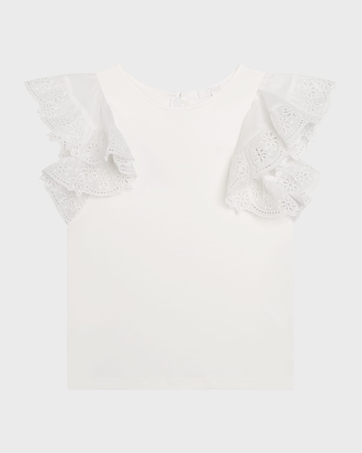 Shop Chloé Girl's Fancy Embroidered Blouse In Off White